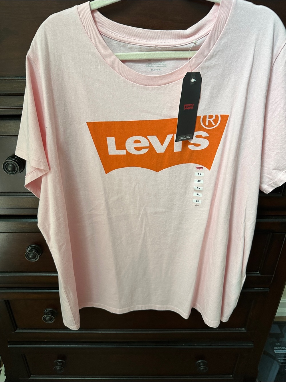 Levi's Light Pink Short Sleeve Tee with Orange Logo